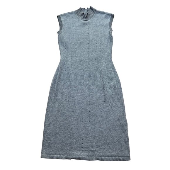 Brooks Brothers Size S Gray Wool Blend Sleeveless Mock Neck Sweater Dress - Picture 1 of 16